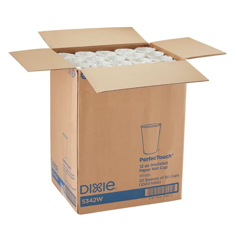 Dixie® Perfect Touch Hot Cup Insulated 12 OZ Double Wall Poly-Coated Paper White 1000/Case