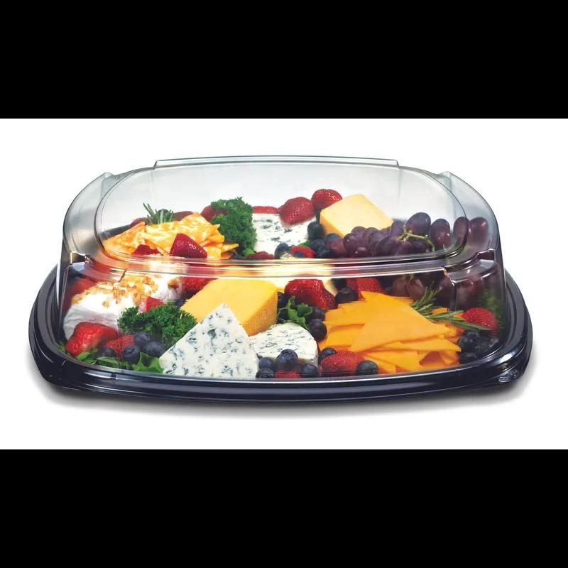 Serving Tray Base & Lid Combo With Dome Lid 18 IN PET Black 25/Case