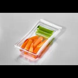 Fresh N' Sealed® Deli Container Hinged With Flat Lid Small (SM) 6.5 OZ 2 Compartment PET Clear Rectangle 336/Case