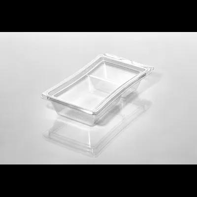 Fresh N' Sealed® Deli Container Hinged With Flat Lid Small (SM) 6.5 OZ 2 Compartment PET Clear Rectangle 336/Case