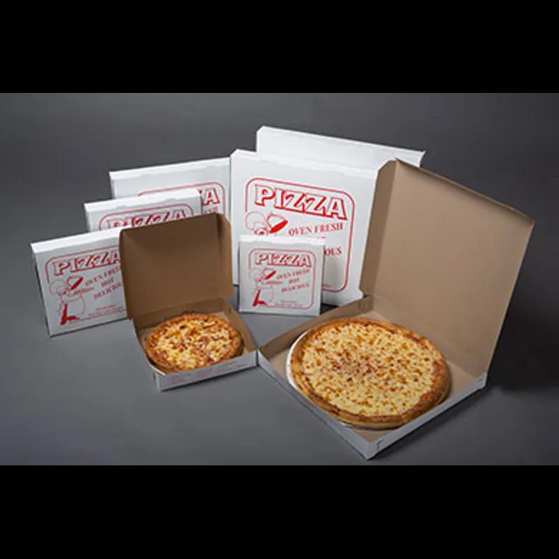 Pizza Box 9X9X1.5 IN Clay-Coated Paperboard White Stock Print 100/Bundle