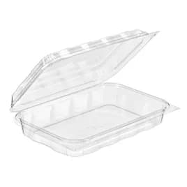 Essentials Take-Out Container Hinged With Dome Lid 9.75X6.75X2.0625 IN RPET Clear Rectangle Perimeter Seal 140/Case