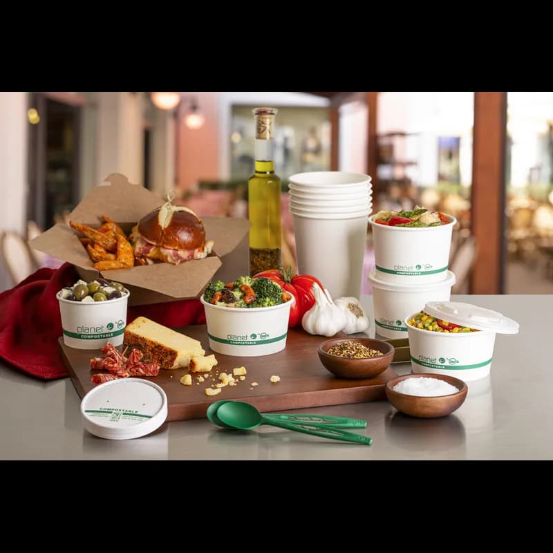 Planet+® Food Container 12 OZ PLA White Laminated 500/Case