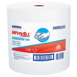 WypAll® X60 Cleaning Wipe 12.4X12.2 IN HydroKnit White Jumbo Roll 1100 Sheets/Roll 1 Rolls/Case 1100 Sheets/Case
