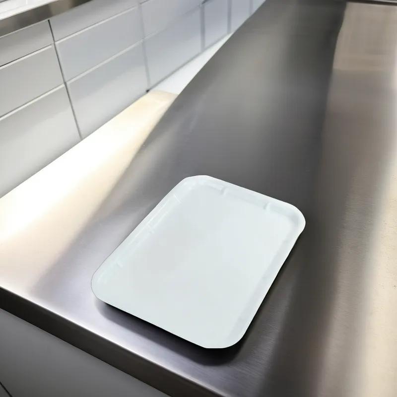 1014 Meat Tray 14X10X0.75 IN Polystyrene Foam White Rectangle 100/Case