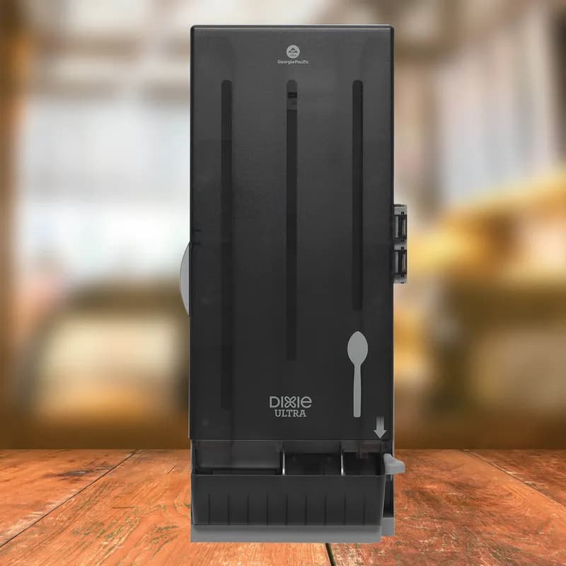 Dixie® Ultra SmartStock® Series-O Classic Combo Spoon Dispenser Translucent Black 1/Each