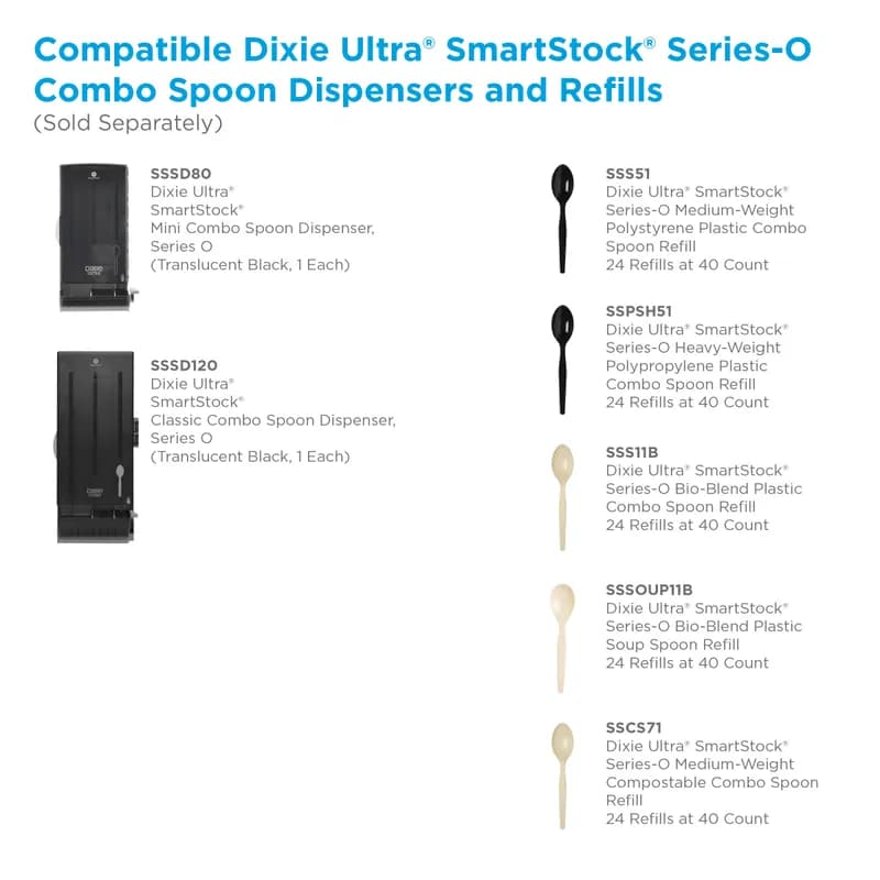 Dixie® Ultra SmartStock® Series-O Classic Combo Spoon Dispenser Translucent Black 1/Each
