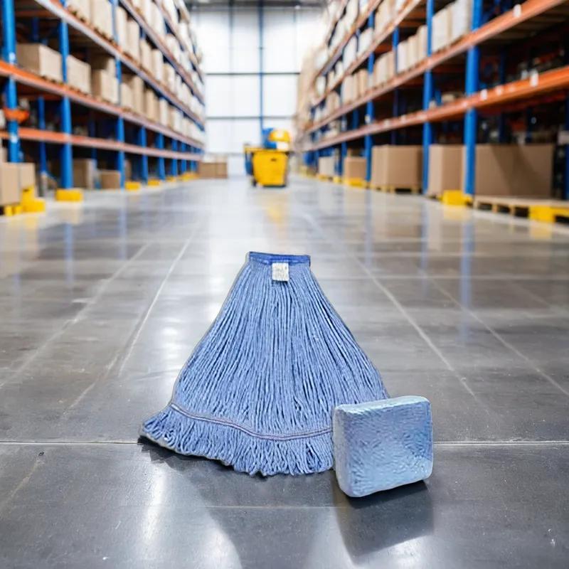 Mop Head Medium (MED) Blue Synthetic Fiber Rayon Cotton 4PLY Loop End Wide Band 1/Each