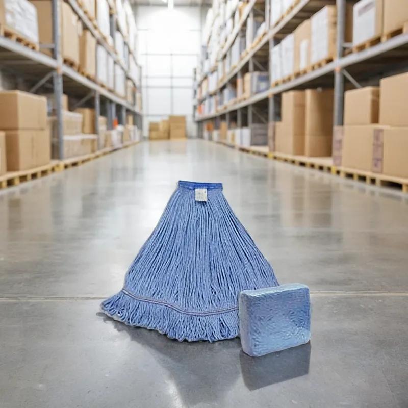 Mop Head Medium (MED) Blue Synthetic Fiber Rayon Cotton 4PLY Loop End Wide Band 1/Each