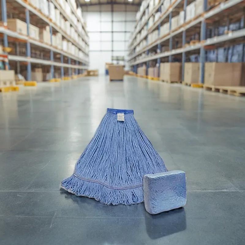 Mop Head Medium (MED) Blue Synthetic Fiber Rayon Cotton 4PLY Loop End Wide Band 1/Each