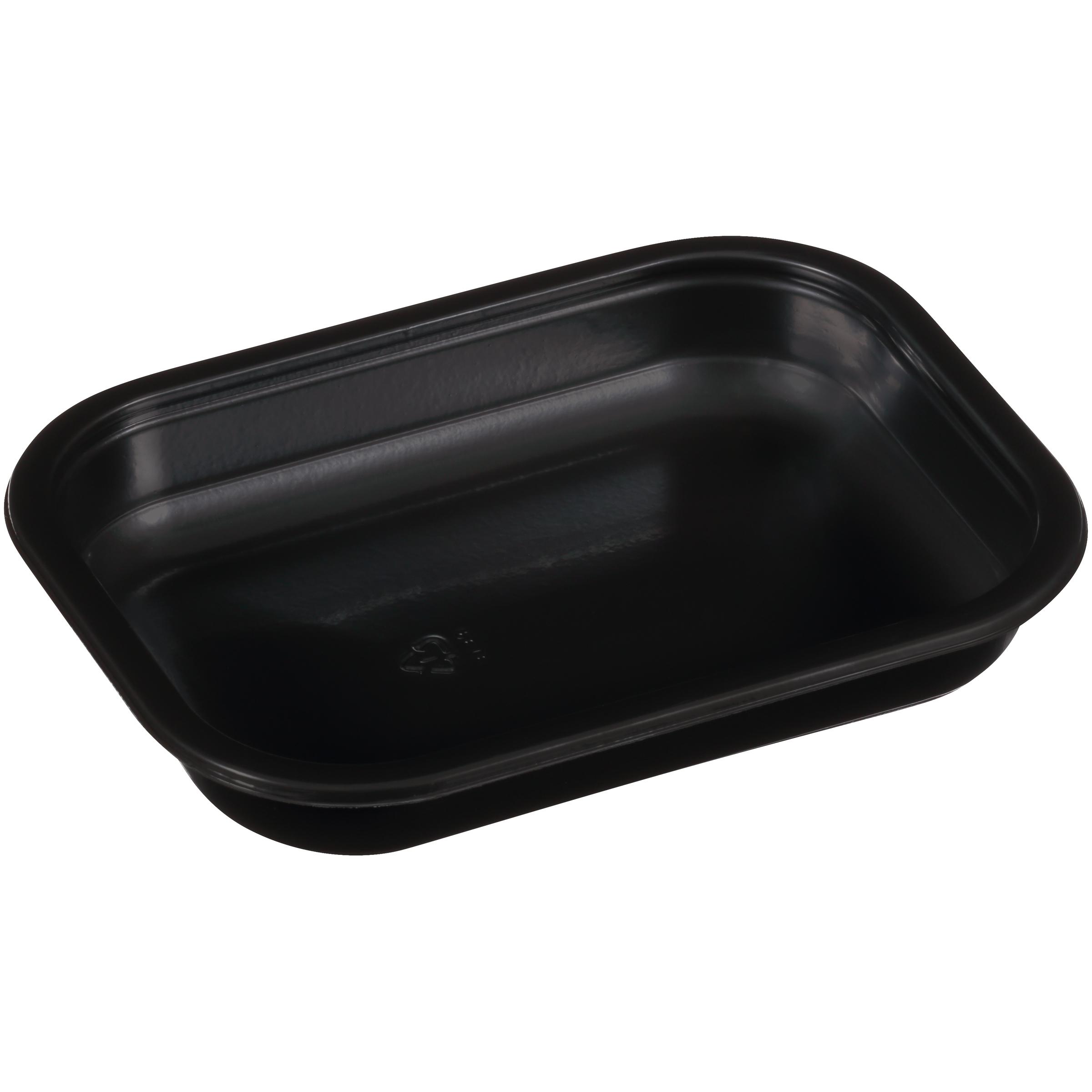 Take-Out Container Base 5X6.66X1.1 IN CPET Black Rectangle 600/Case