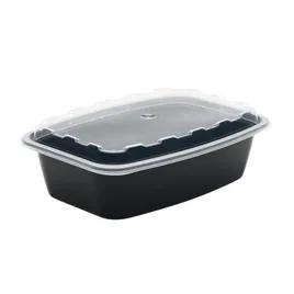 Take-Out Container Base & Lid Combo With Dome Lid 38 OZ Plastic Rectangle 150/Case
