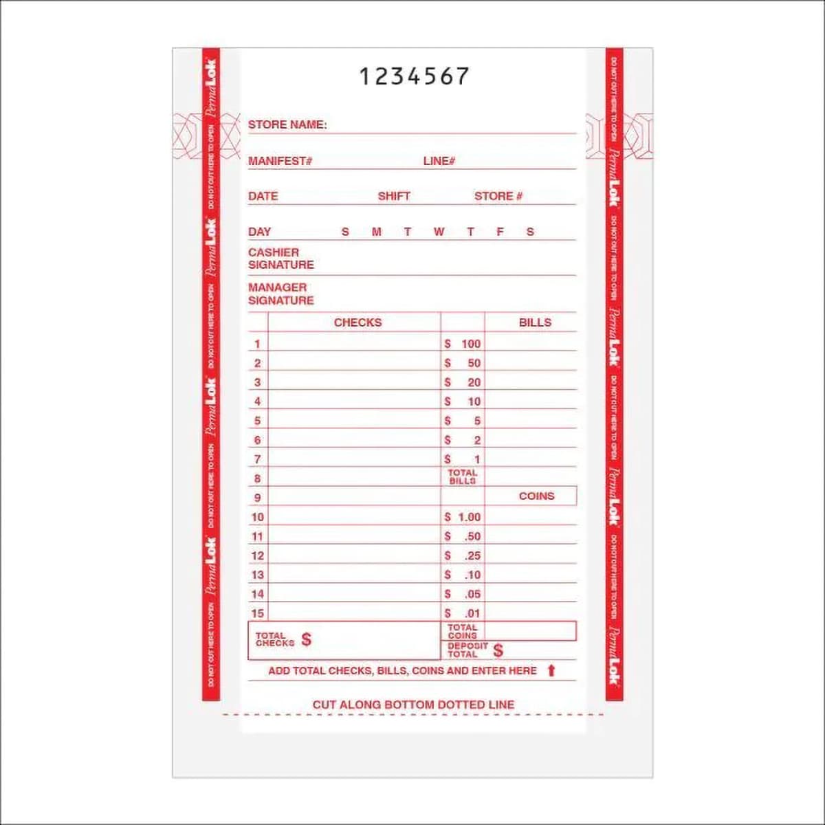PermaLok Till Bag 5.75X3X8.75 IN Clear 1000/Case