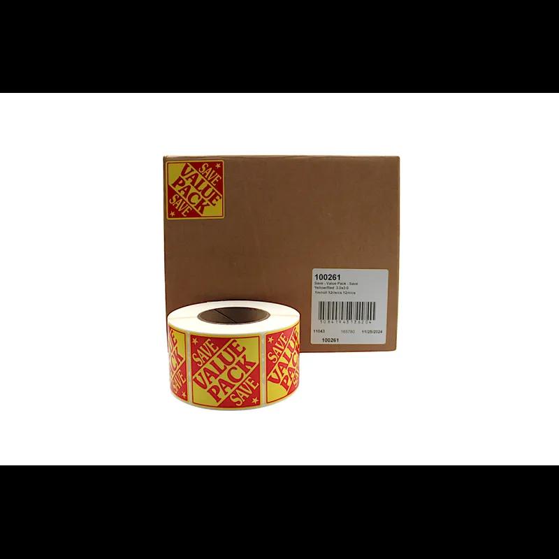 Save Value Pack Save Meat Value Family Label 3X3 IN Yellow Red 1000 Count/Roll 12 Rolls/Case 12000 Count/Case