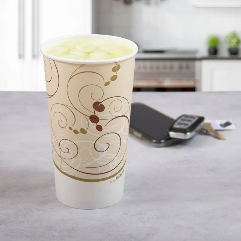 Solo® Cold Cup 44 OZ Double Sided Poly Paper (DSP) Multicolor Symphony® Stock Print 25 Count/Pack 20 Packs/Case