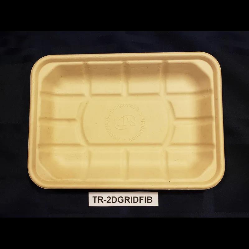 2D Tray 8.375X6X1 IN 1 Compartment Pulp Fiber Kraft Rectangle 500/Case