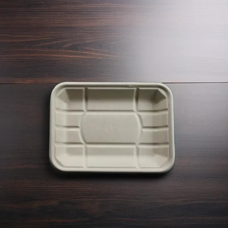 4D Tray 8.3X4.5X0.6 IN 1 Compartment Pulp Fiber Kraft Rectangle 250/Case