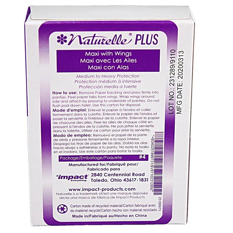 Naturelle® Plus Pad White Individually Wrapped #4 250/Case
