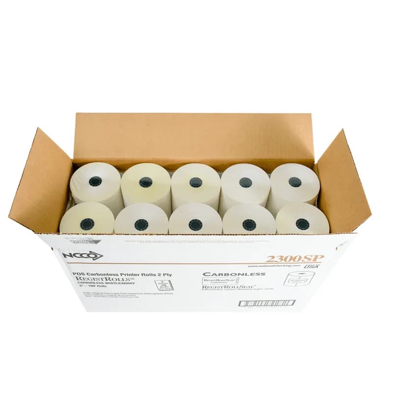 RegistRoll Register Tape Roll 3IN X100FT Paper 2PLY White Carbonless 30/Case