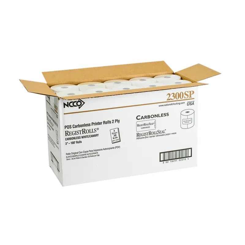 RegistRoll Register Tape Roll 3IN X100FT Paper 2PLY White Carbonless 30/Case