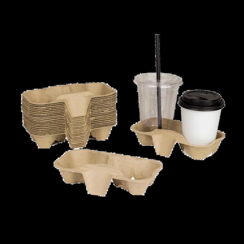 Karat® Cup Carrier 2 Compartment Molded Fiber For 8-24 OZ 600/Case