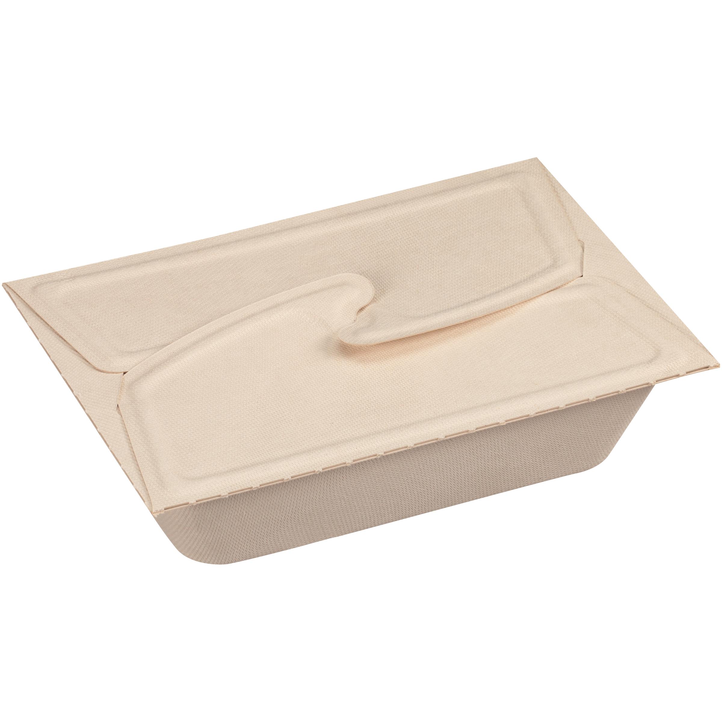 Take-Out Container Fold-Top With Flat Lid 5.8X8.3X2.08 IN Pulp Fiber Kraft Rectangle 150/Case