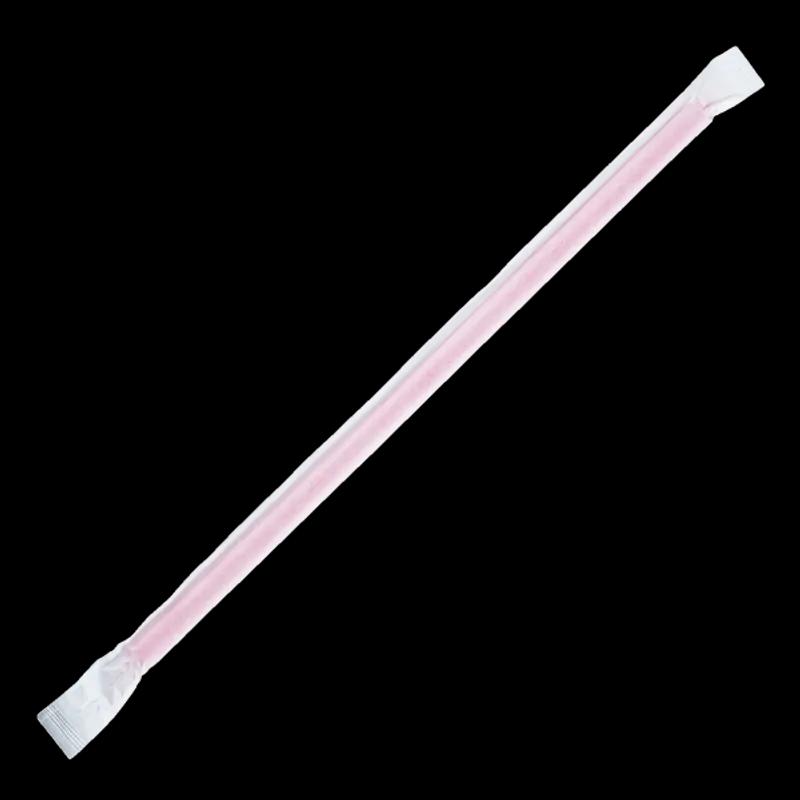 Giant Straw 0.314X9 IN Plastic Pink Paper Wrapped 2500/Case