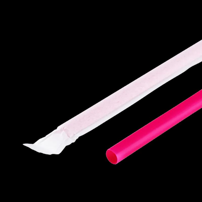Giant Straw 0.314X9 IN Plastic Pink Paper Wrapped 2500/Case