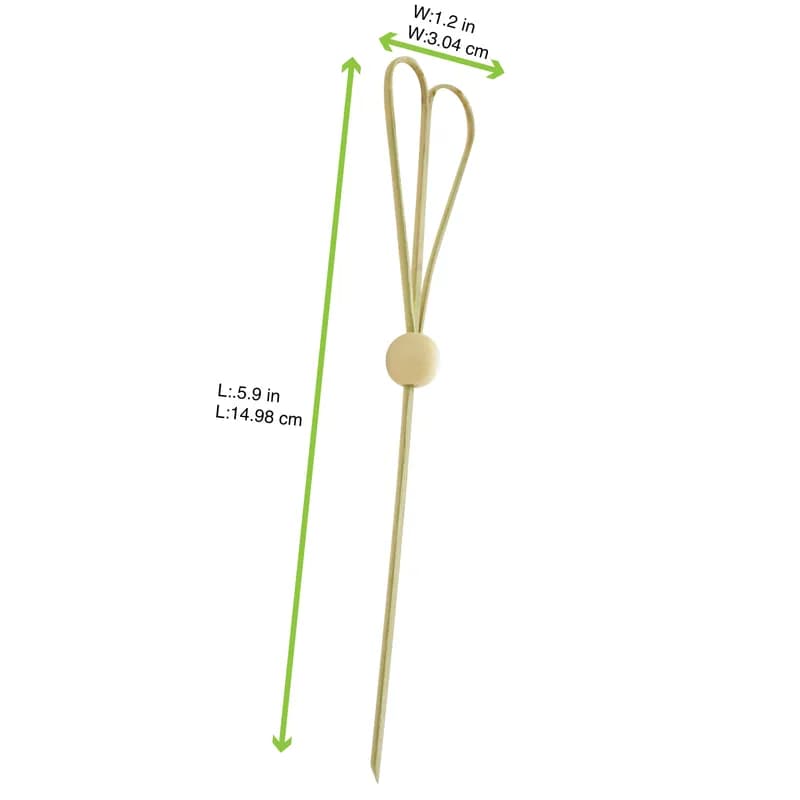 Heart Pick 5.9 IN Bamboo Natural With Ball 100 Count/Pack 10 Packs/Case 1000 Count/Case