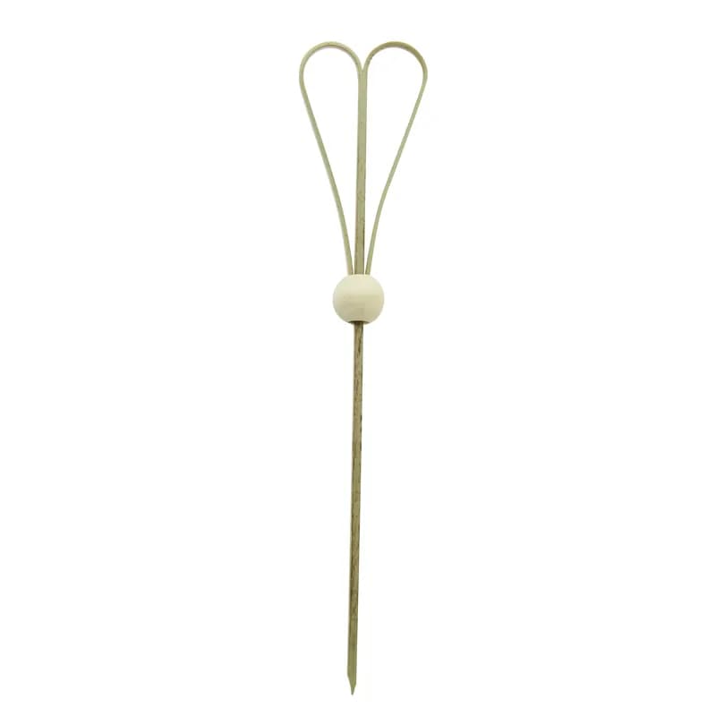 Heart Pick 5.9 IN Bamboo Natural With Ball 100 Count/Pack 10 Packs/Case 1000 Count/Case