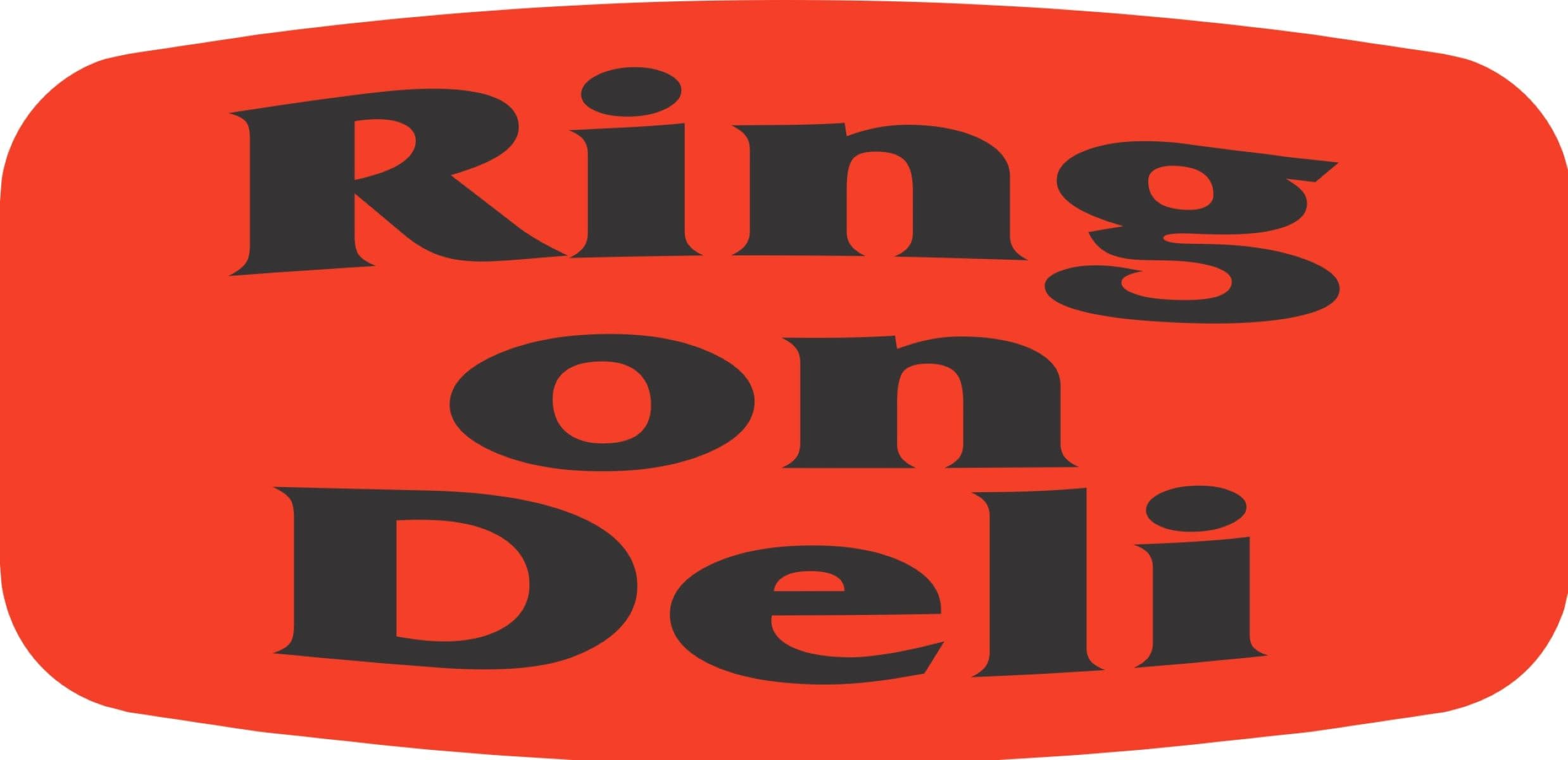 Ring On Deli Label 0.625X1.25 IN Black Fluorescent Red Short Oval 1000 Count/Roll 50 Rolls/Case 50000 Count/Case