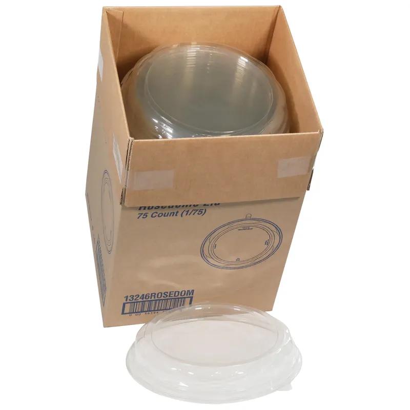 RoseDome Lid Dome 12X2 IN 1 Compartment PET Clear Round For Bakery Container Unhinged 75/Case