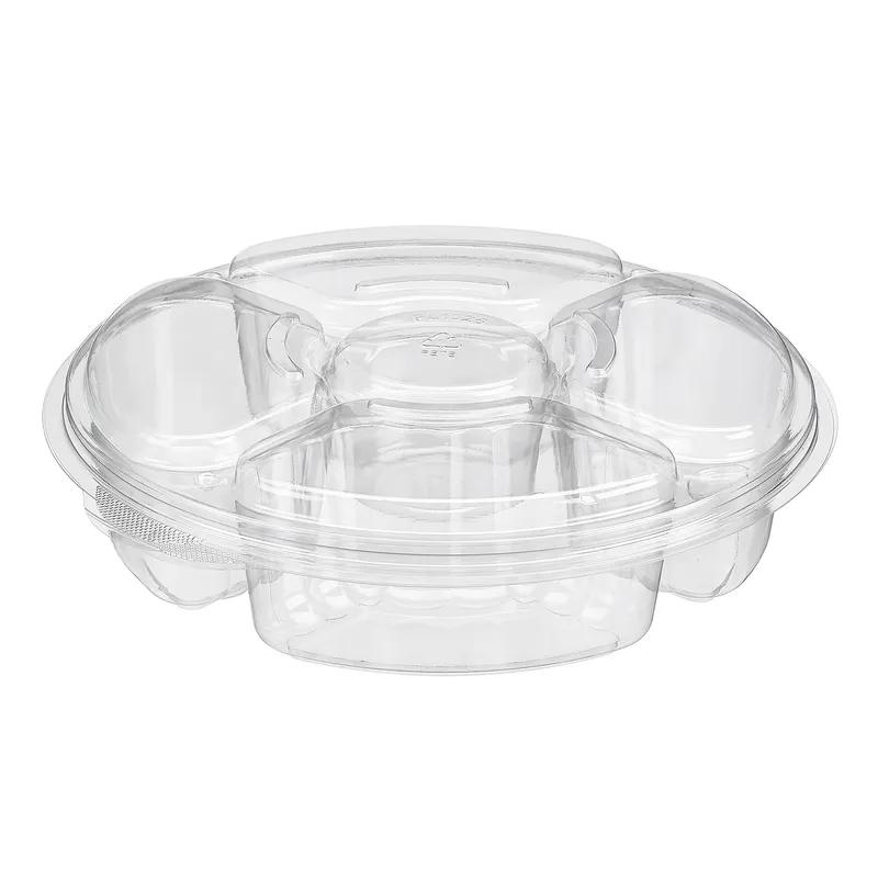 Essentials Deli Container Base & Lid Combo With Dome Lid 54 OZ 5 Compartment RPET Clear Round 100/Case