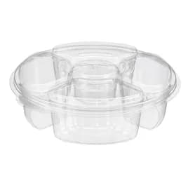 Essentials Deli Container Base & Lid Combo With Flat Lid 65 OZ 5 Compartment RPET Clear Round 100/Case