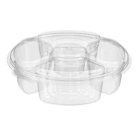 Essentials Deli Container Base & Lid Combo With Flat Lid 65 OZ 5 Compartment RPET Clear Round 100/Case