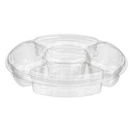 Essentials Deli Container Base & Lid Combo With Dome Lid 96 OZ 5 Compartment RPET Clear Round 50/Case