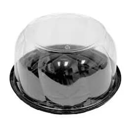 Cake Container & Lid Combo With Dome Lid 11.25X4.5 IN PET Black Clear Swirl 50/Case