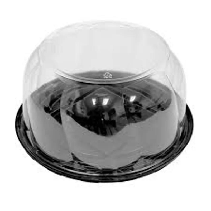 Cake Container & Lid Combo With Dome Lid 11.25X4.5 IN PET Black Clear Swirl 50/Case