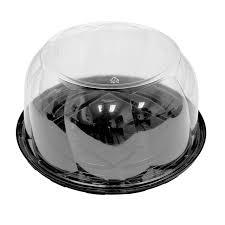 Cake Container & Lid Combo With Dome Lid 11.25X4.5 IN PET Black Clear Swirl 50/Case