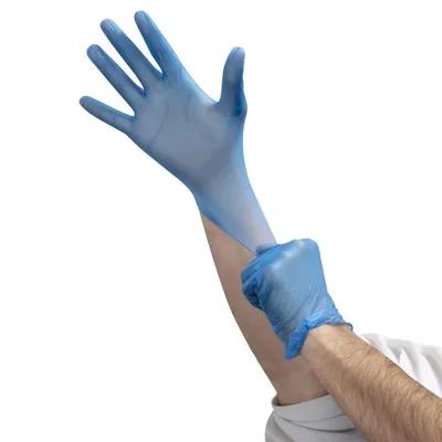 Classic Gloves Medium (MED) Blue Vinyl Disposable Powder-Free 100 Count/Pack 10 Packs/Case 1000 Count/Case