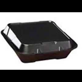 Valueware Take-Out Container Hinged Large (LG) 9X9X3 IN Polystyrene Foam Black Square 200/Case