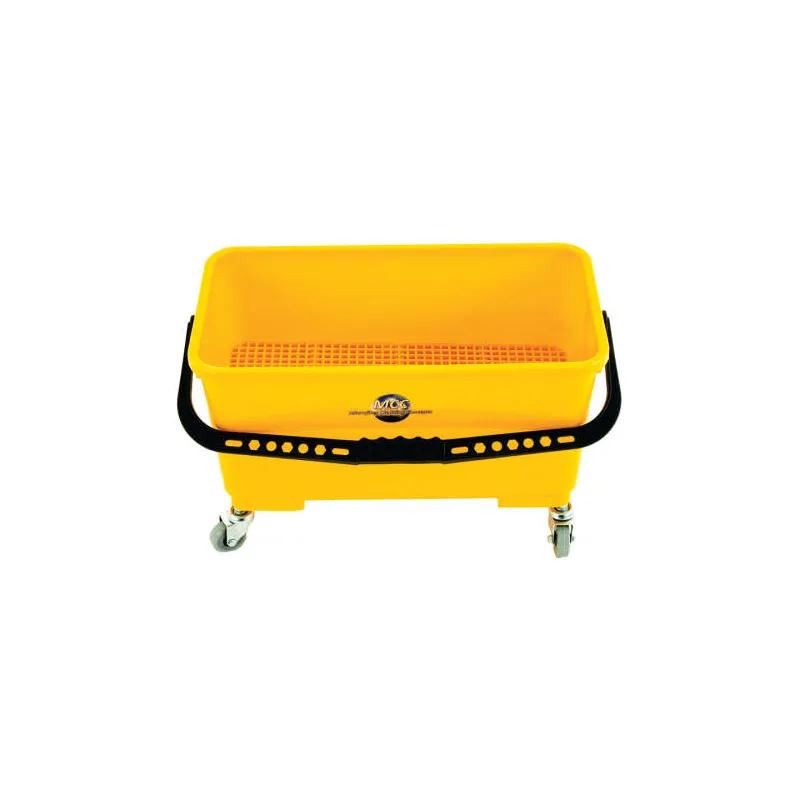 HOSPECO® Charging Bucket 6 GAL Plastic Yellow Rectangle With Sieve, Lid, and Castors 1/Each