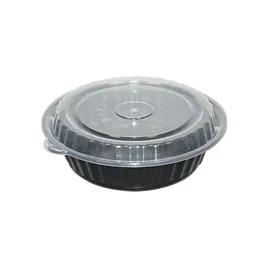 Take-Out Container Base & Lid Combo 24 OZ Plastic Black Round 150/Case