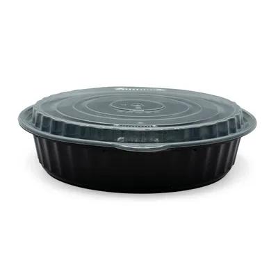 Take-Out Container Base & Lid Combo 48 OZ Plastic Black Round 150/Case