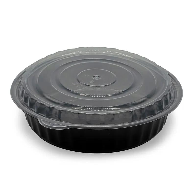Take-Out Container Base & Lid Combo 48 OZ Plastic Black Round 150/Case
