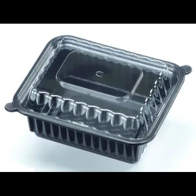 Take-Out Container Base & Lid Combo 12 OZ Plastic Black Oblong Anti-Fog 150/Case