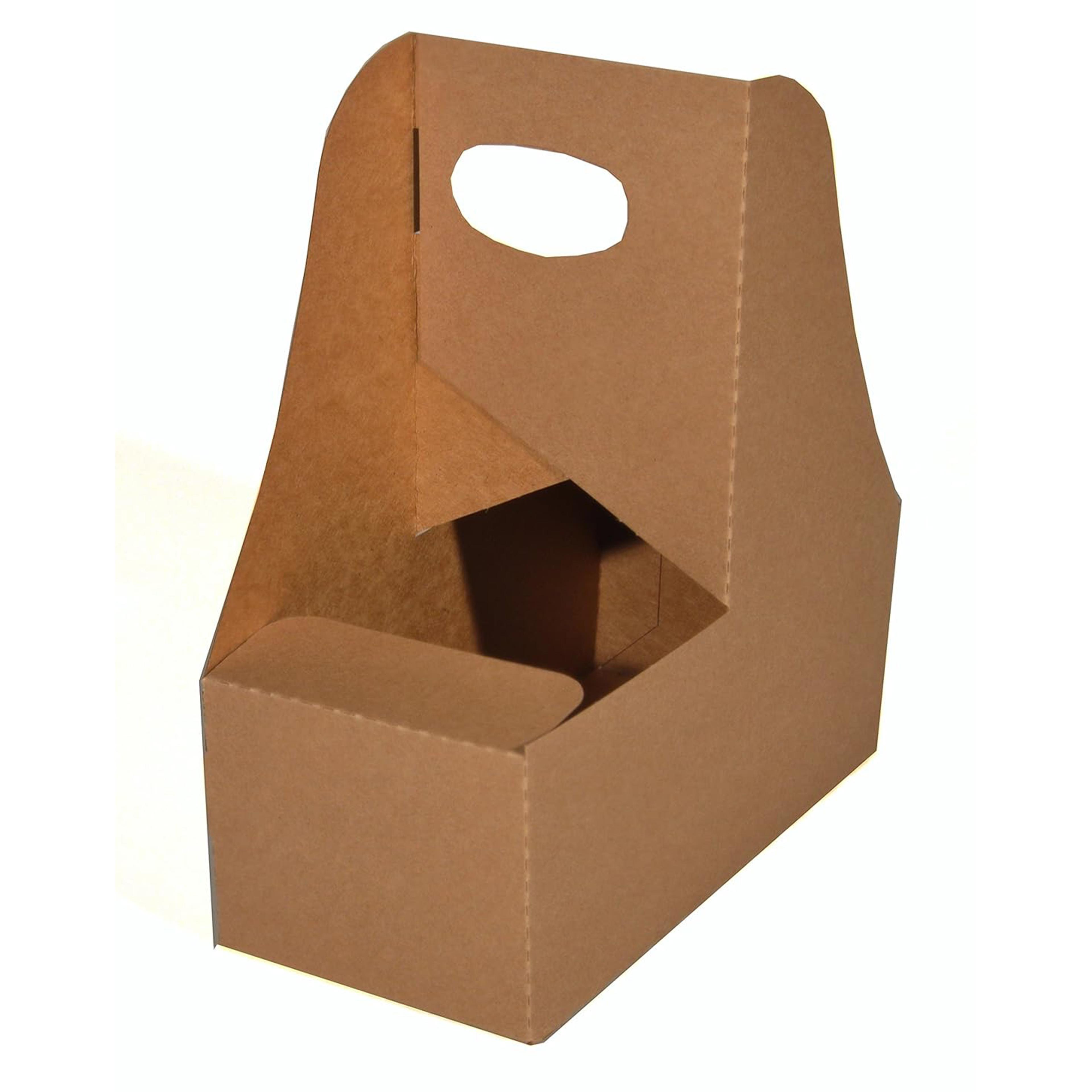 Cup Carrier 7.625X3.75X8.875 IN 2 Compartment Paper Kraft With Handle 250/Case
