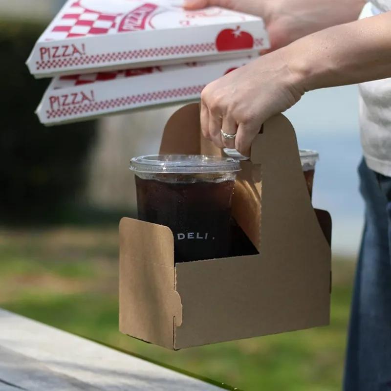 Cup Carrier 7.625X3.75X8.875 IN 2 Compartment Paper Kraft With Handle 250/Case