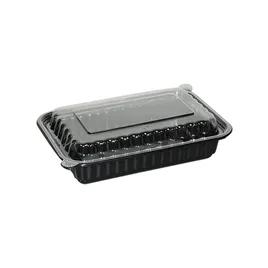 Take-Out Container Base & Lid Combo 16 OZ Plastic Black Rectangle Microwave Safe 150/Case