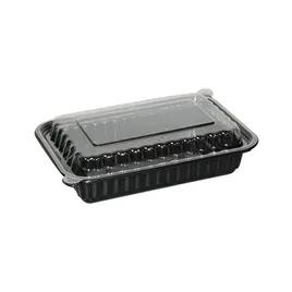 Take-Out Container Base & Lid Combo 16 OZ Plastic Black Rectangle Microwave Safe 150/Case